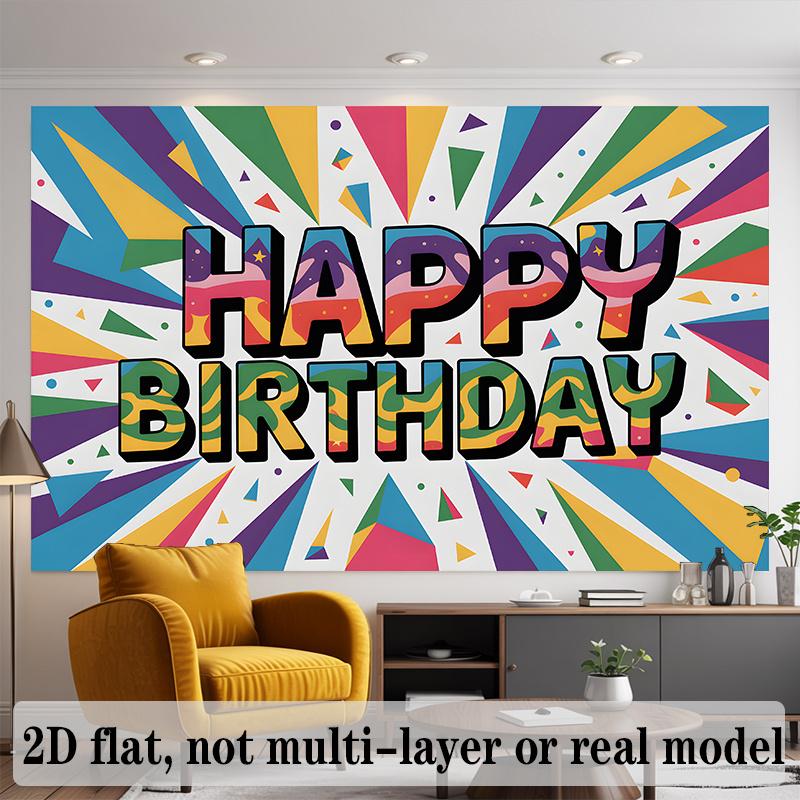 Numbered Birthday Banner, Multicolor Photo Backdrop Wall Decor for Party