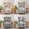Flowers Printed Tub Chair Cover Stretch Spandex Club Armchair Slipcovers Elastic Single Sofa Covers for Living Room Bar Counter
