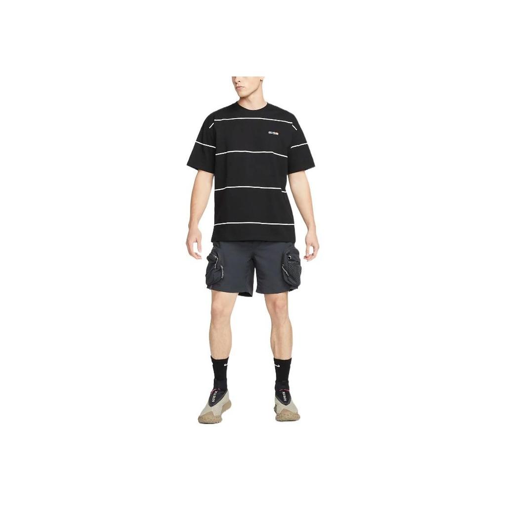 Nike SS22 ACG Полосатая футболка с круглым вырезом с коротким рукавом Мужские топы Черные DQ4957-010