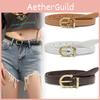 Trendy Women's Casual Pu Leather Belt With Vintage Gold Buckle For Everyday Wear
