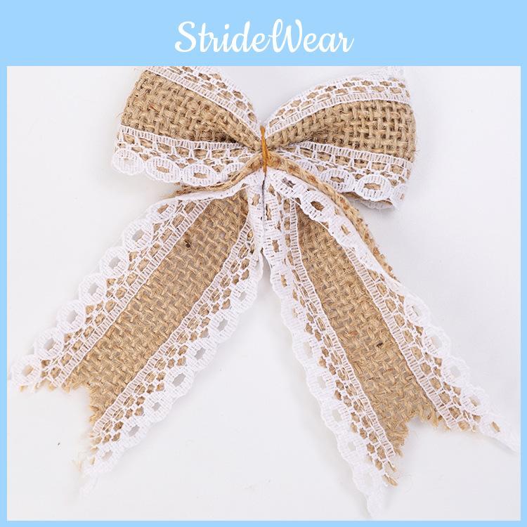 Рождественский бант ручной работы из льняной ткани, украшение для праздничной вечеринки