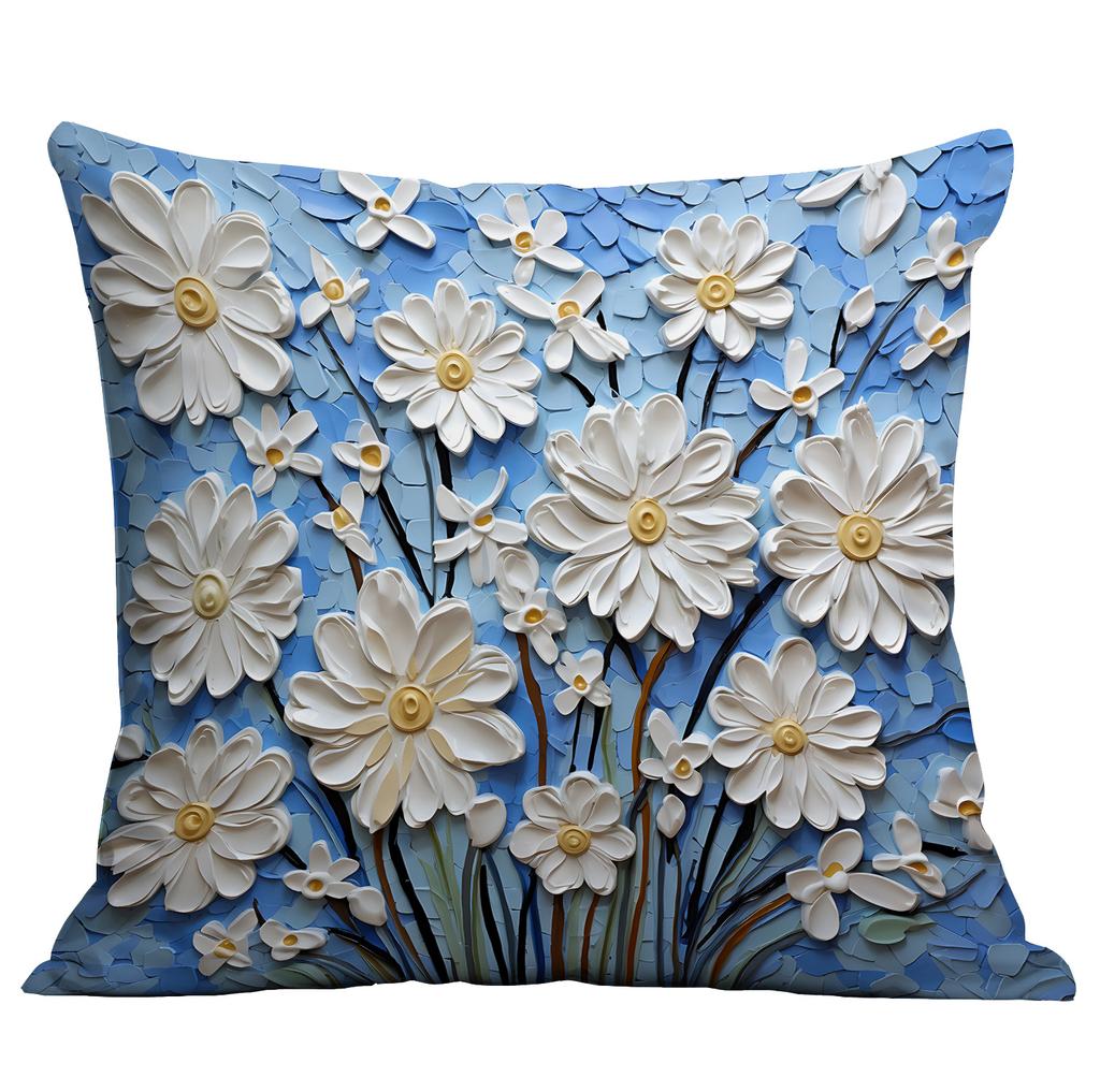Новая наволочка с цветочным принтом, имитирующая трехмерный стиль масляной живописи, креативная цветочная, для дома, гостиной, диванной подушки