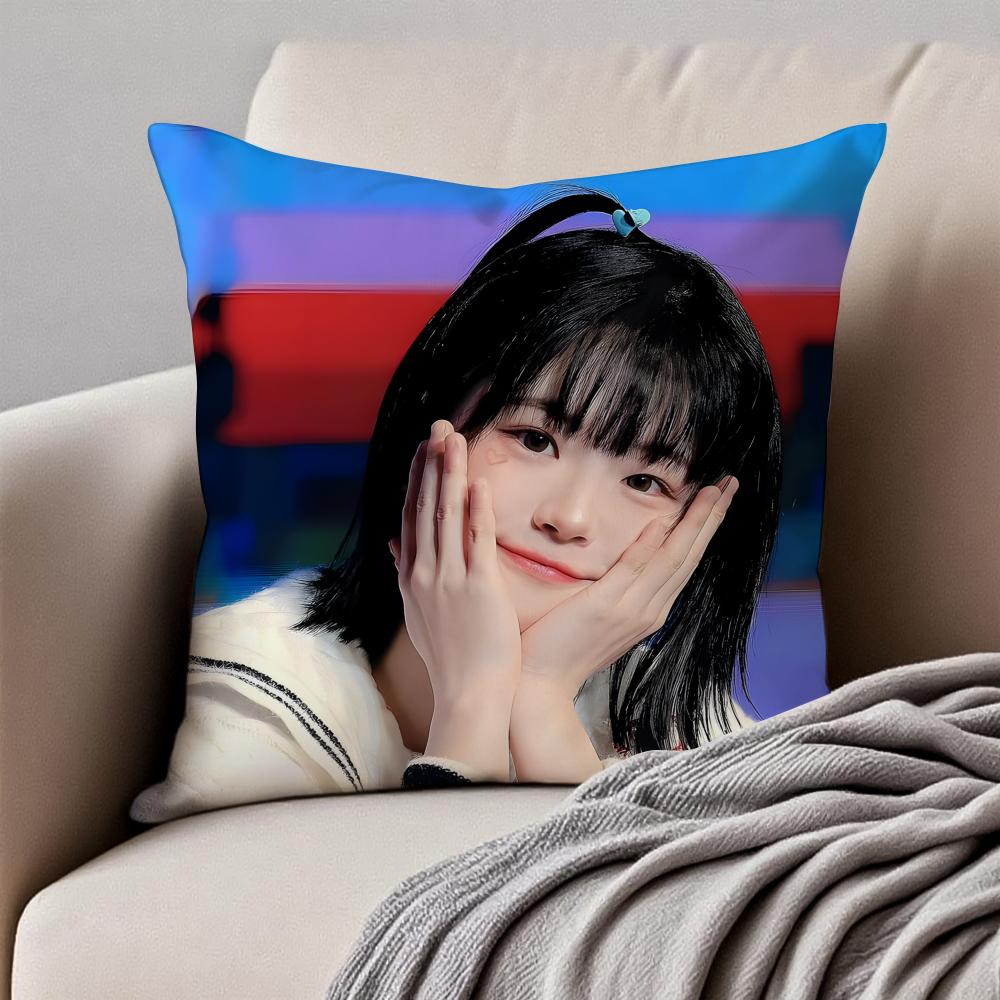 Popular Kpop Idol QWER HHina Jang Nayoung Cushion Cover Pillowcase Antidustmite Invisible Zipper Short Plush Sofa Cushion