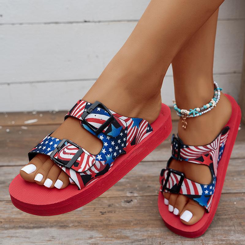 Европейская и американская внешняя торговля большой размер пряжка ремня легкая пена подошва шлепанцы на одной подошве женские цветные граффити пляжные крутые шлепанцы