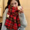Thick Red Plaid Scarf Plush Long Shawl Classic Cashmere Scarves  Girl