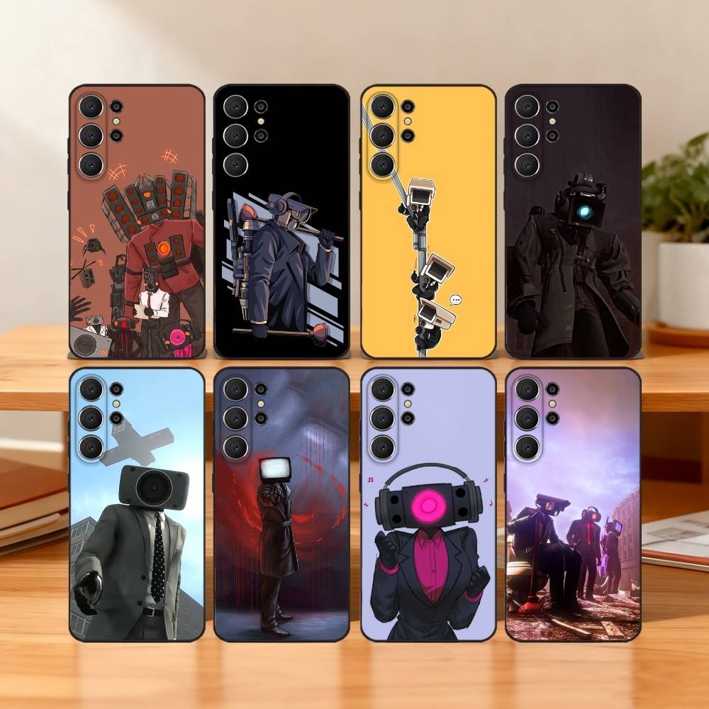 S-Skibidi T-Toilet ANIME Phone Case For Samsung S25,24,23,22,30,21,10,9,Ultra,Plus,Lite,FE Soft Black Case