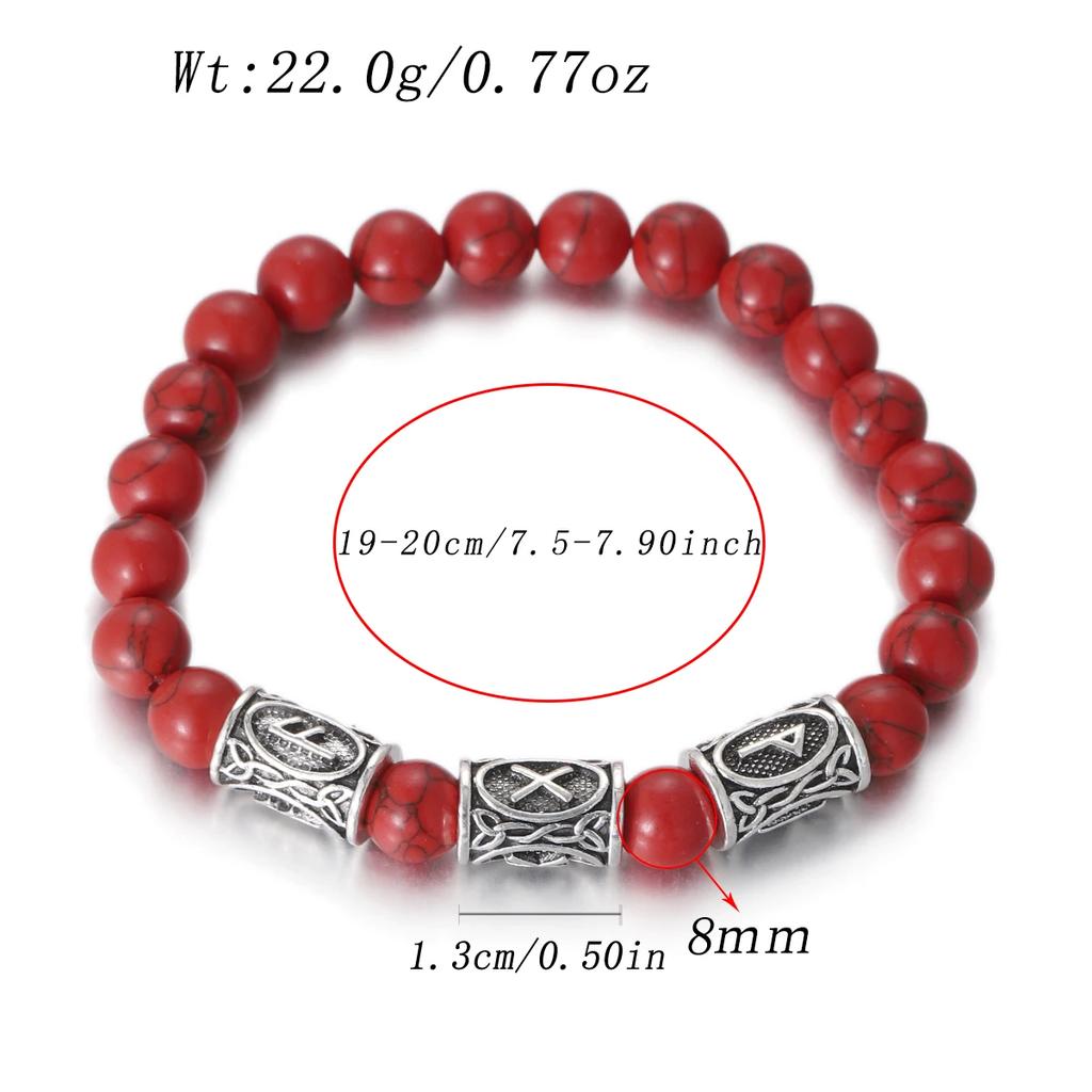 Браслет мужской Викинг Руны Норвегии Камень 8 мм Натуральный Нефрит Содалит Бирюза Бусины Лавы Украшения Браслеты Мужские Pulseras
