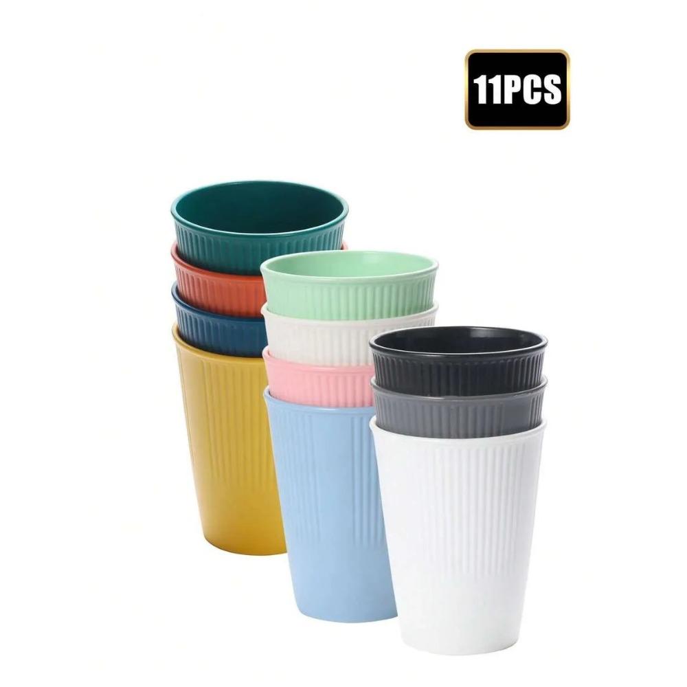 4/11 шт. Многоразовый пластиковый стаканчик, материал ПП, многоцветный, подходит для кемпинга, пикника, кухни, можно мыть в микроволновой печи и посудомоечной машине.