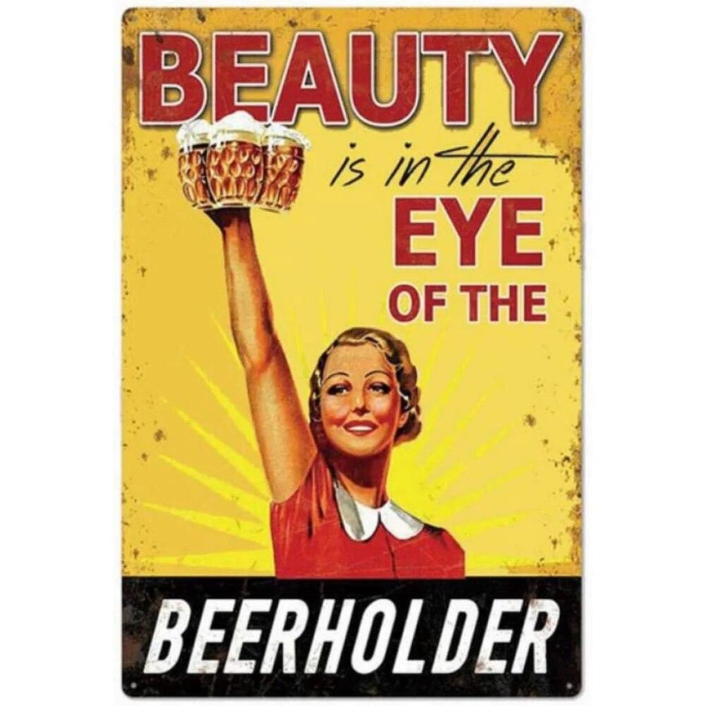 Винтажная красота, пивные чашки для девочек, металлические жестяные вывески, тарелка, Настенный декор для мужчин, пещера, бар, гараж, кафе, клубы, ретро постеры, доска