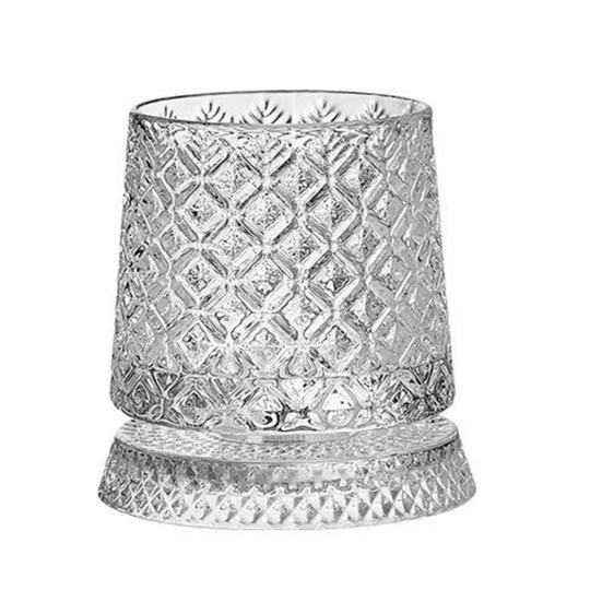 Бокал для виски 280 мл, вращающийся на 360 градусов, с изысканным тисненым узором, устойчивым отсоединяемым основанием, питьевой стакан, посуда для напитков