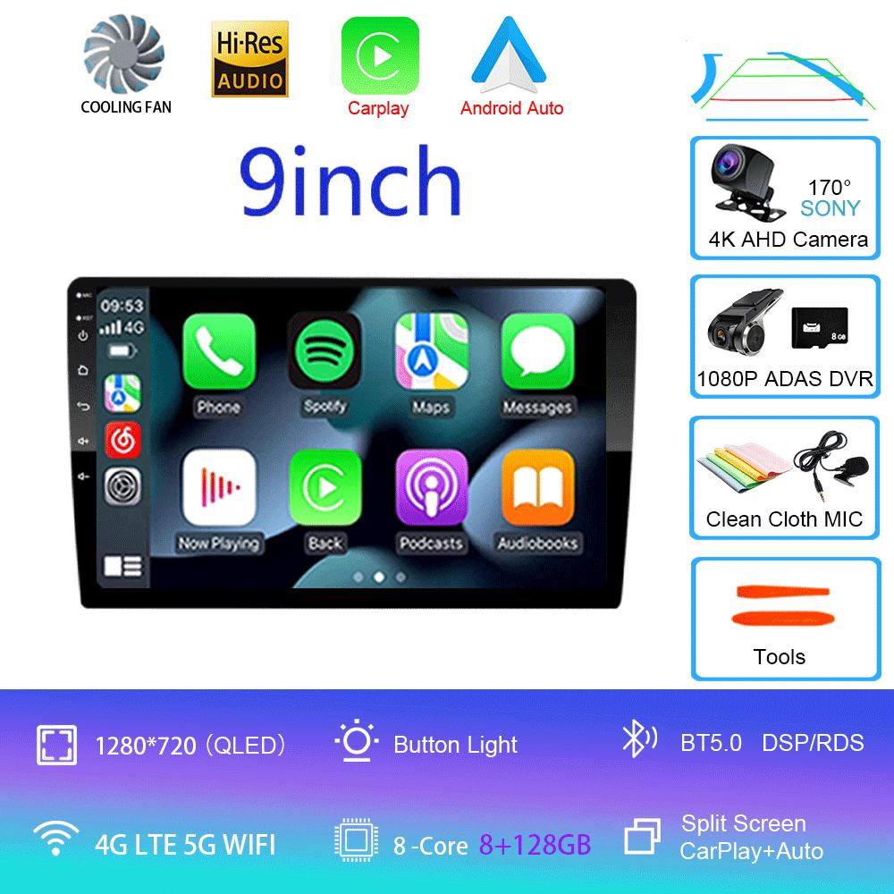 Android 14 2din Car Radio Multimedia Player 9 Inch Carplay For Toyota Volkswagen Hyundai Kia Renault Nissan Honda Lad WIFI+4G