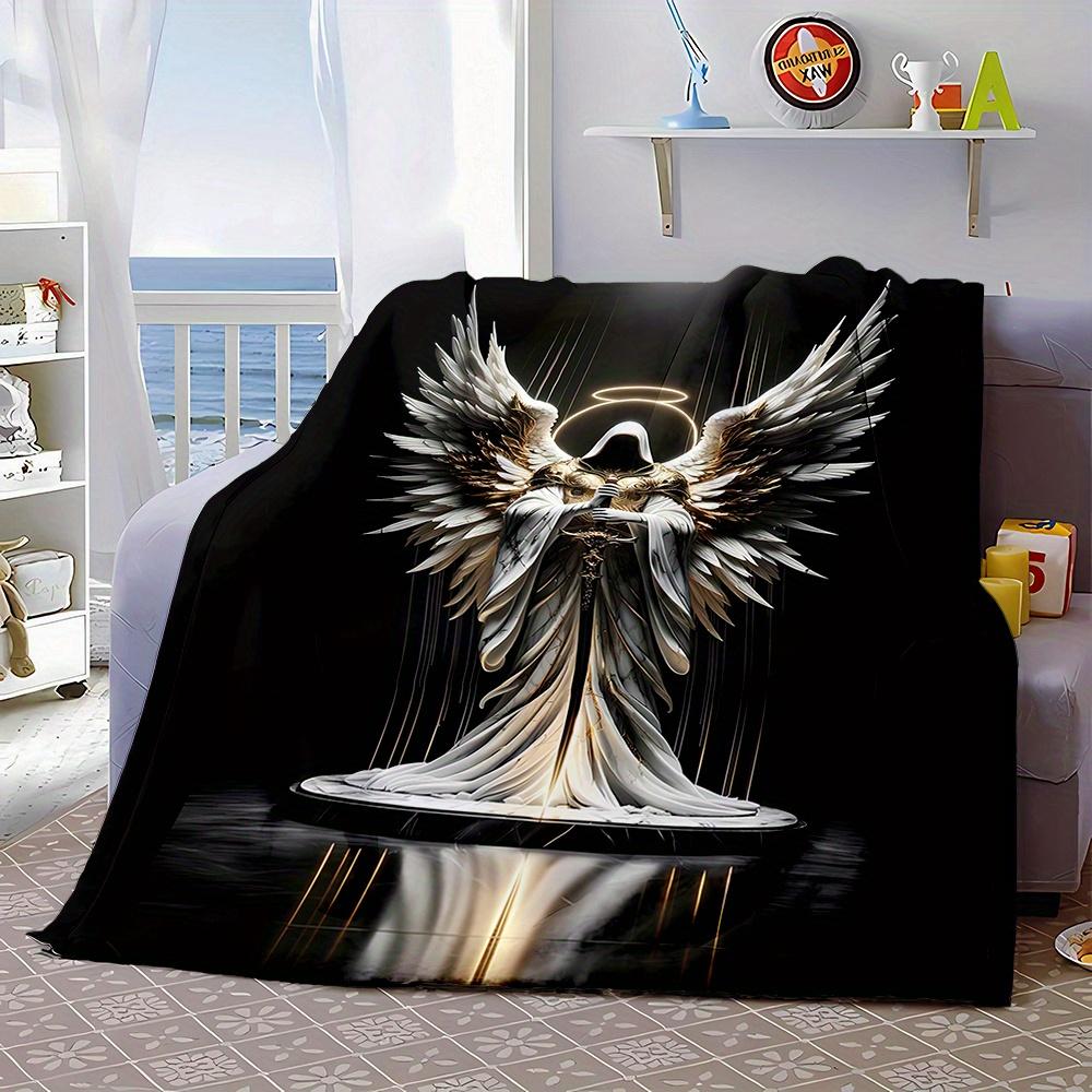 Angel of Death pattern Flannel printed blanket suitable for all seasons suitable for living room office sofa and travel