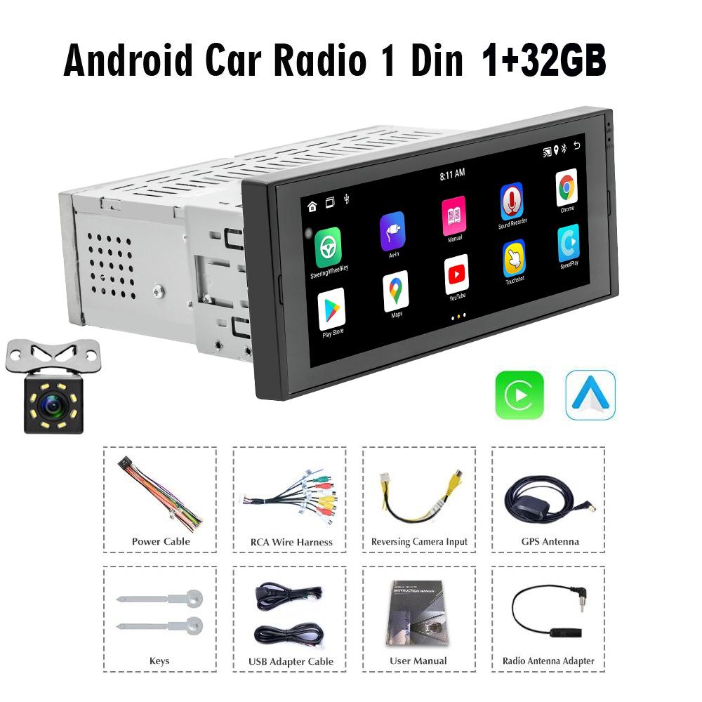 icreative 1 Din Android Автомобильный мультимедийный видеоплеер GPS-навигация Wi-Fi 1 Din Авторадио Стерео Автомобильное радио Android 6,9-дюймовый экран для универсального использования