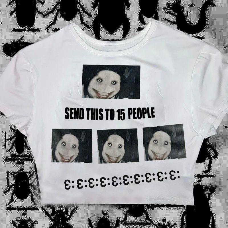 Винтажная готическая футболка Y2K с круглым вырезом для мужчин и женщин: Ретро Свободный Крой с Европейским и Американским Готическим Принтом