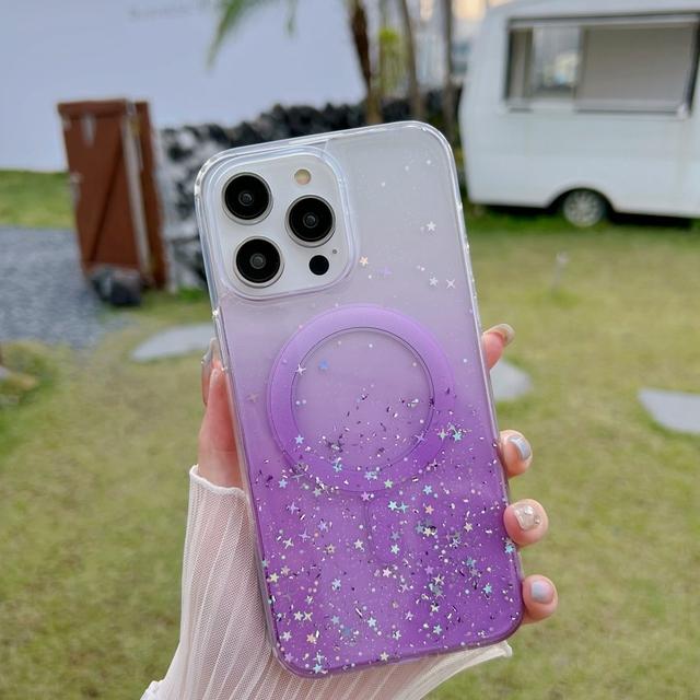 Прозрачный чехол для телефона Magsafe с блестками и блестками для Iphone 14 13 12 11 Pro Max, мягкий эпоксидный чехол с блестками и звездами