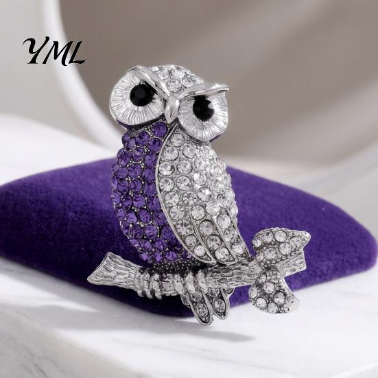 Аксессуары Bling Bird Брошь-булавка Сова со стразами, Лацканный пин из сплава для костюмов Женские украшения Пальто Сумки, Декоративный аксессуар Животное Мужские пины