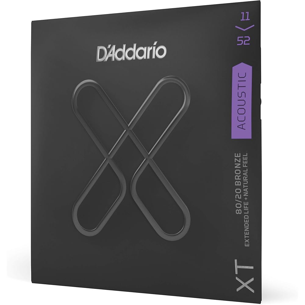 D'Addario Daddario Acoustic Guitar Strings XT Coated Strings 80/20 Bronze Custom Light .011-.052 ...