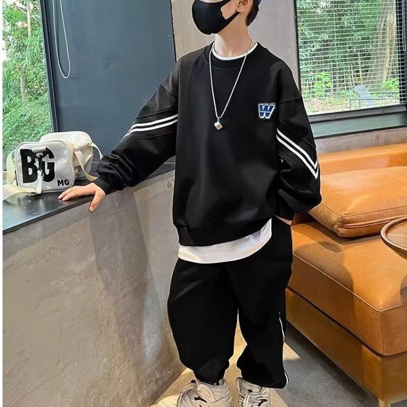 Трендовый спортивный костюм-двойка для мальчиков 2024 года - Коллекция весна/осень для детей