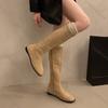 Fashion Comemore Long Boots Women's Shoes 2025 New Autumn and Winter Solid Color Botas Flat Bottom Round Head Knee High Boots for Women