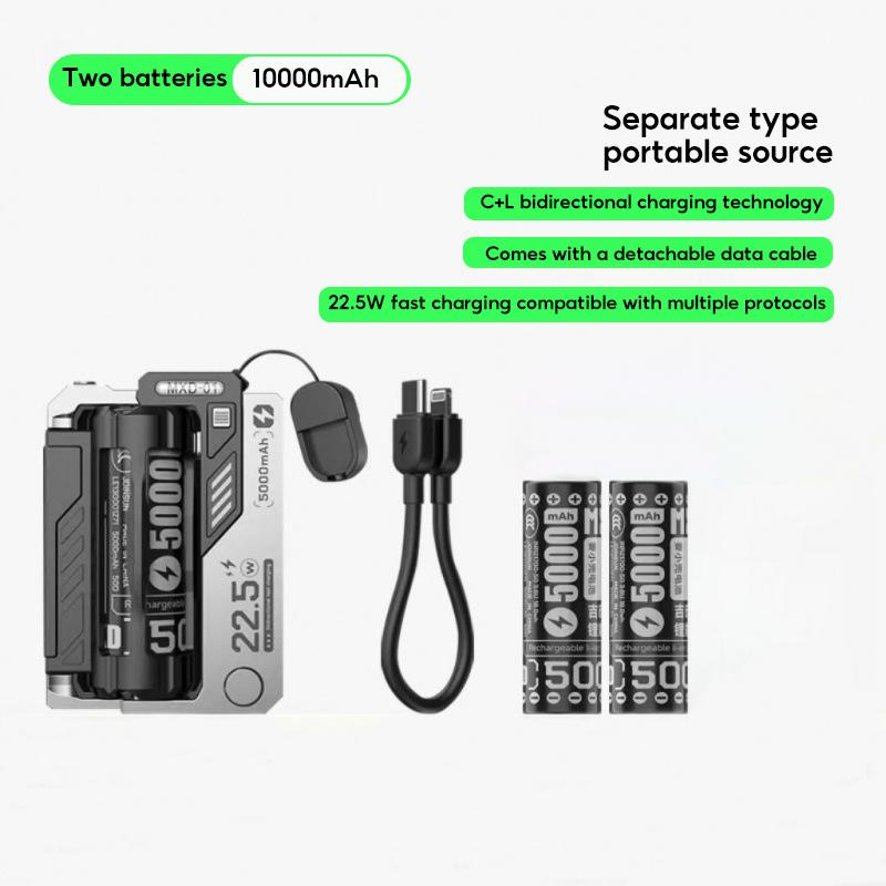 Portable Power Bank Removable Replaceable Battery Pack 20000mAh 22.5W Fast Charging External Battery for iPhone Samsung Huawei