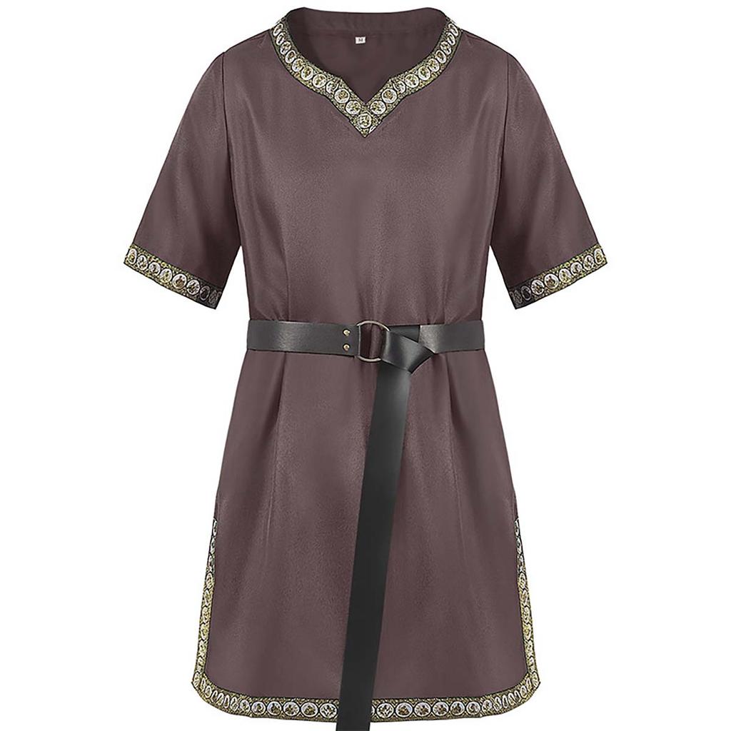 Men Medieval Costume Viking Tunic Knight Warrior Renaissance Shirts With Belt MDEC-020