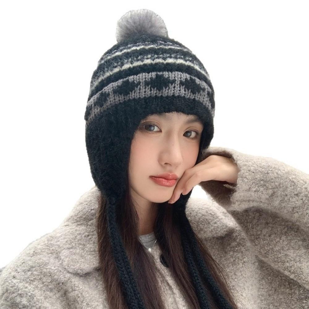 Casual Windproof Winter Knitted Hat Foldable Warm Thickened No-brim Foldable Hat Coldproof Korean Knitted Hat for Autumn Winter