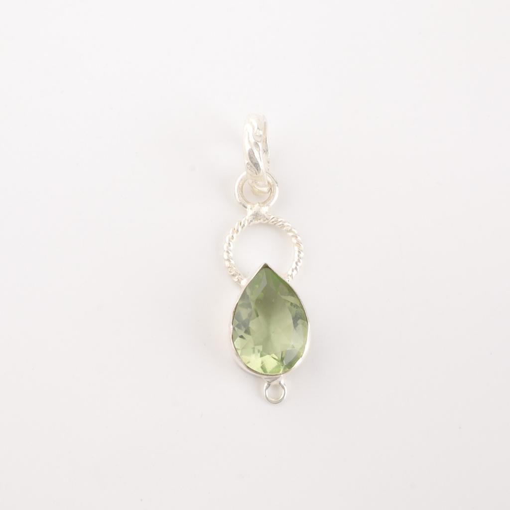 Green Amethyst Gemstone 925 Sterling Silver Jewelry Handmade Girls Pendant 1.40" PP-12-38