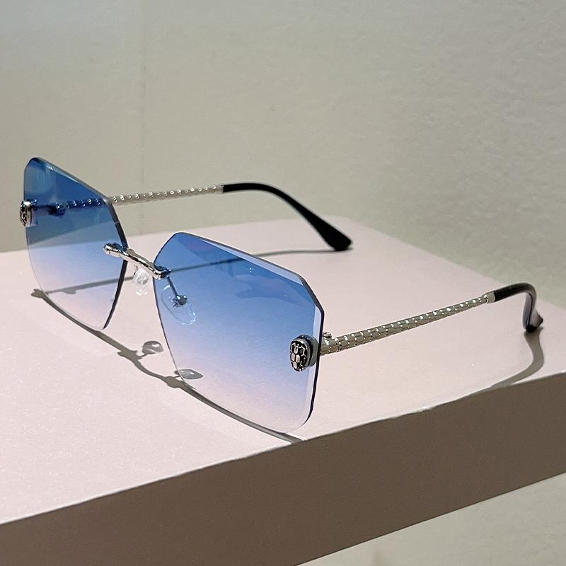 Квадратные солнцезащитные очки без оправы Новинка Модные Градиентные Повседневные Солнцезащитные очки Женские Трендовый Дизайн Роскошного Бренда Декор Оттенки