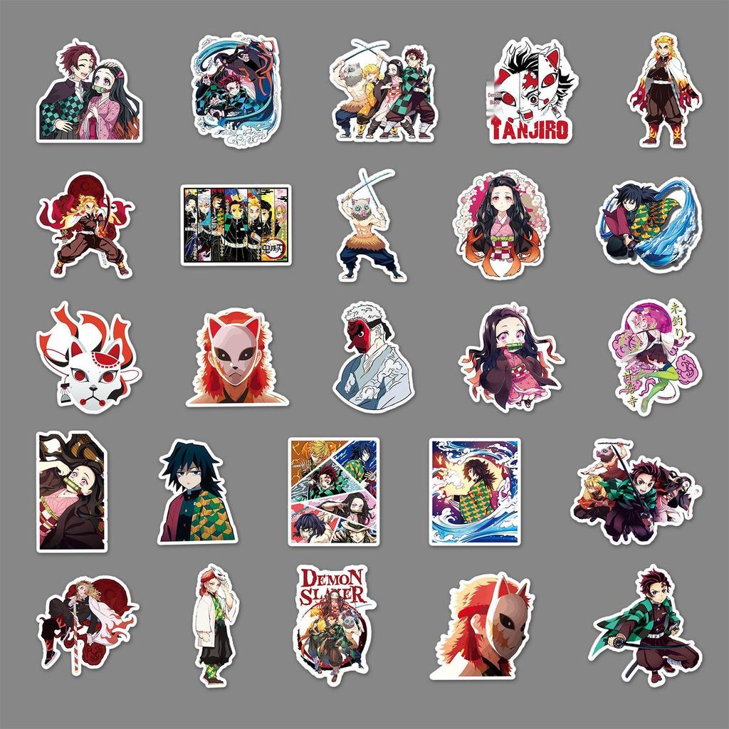 50 Demon Slayer Graffiti Stickers for Suitcases, Laptops & Cars - Trendy Design