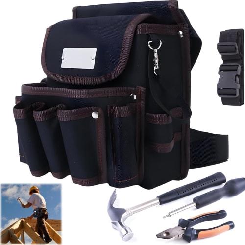 YSkrep Tool Bag, Waist Bag with Belt, 13 Pockets, Multiple Tool Bag, Electrician's Bag, Tool Roll, Tool Holder, Tool Box, Repair Bag, Multi-functional
