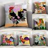 Декоративная наволочка для подушки с рисунком петуха, двусторонняя, квадратная, плюшевая, для украшения дивана.
