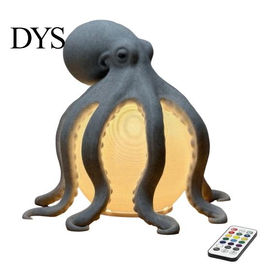 Dimmable Bedside Nightlight 3D Printed Octopus Night Light, Creative Table Lamp with Remote Control, 7 Color RGB Gradient Sleep LED for Kids Bedroom &