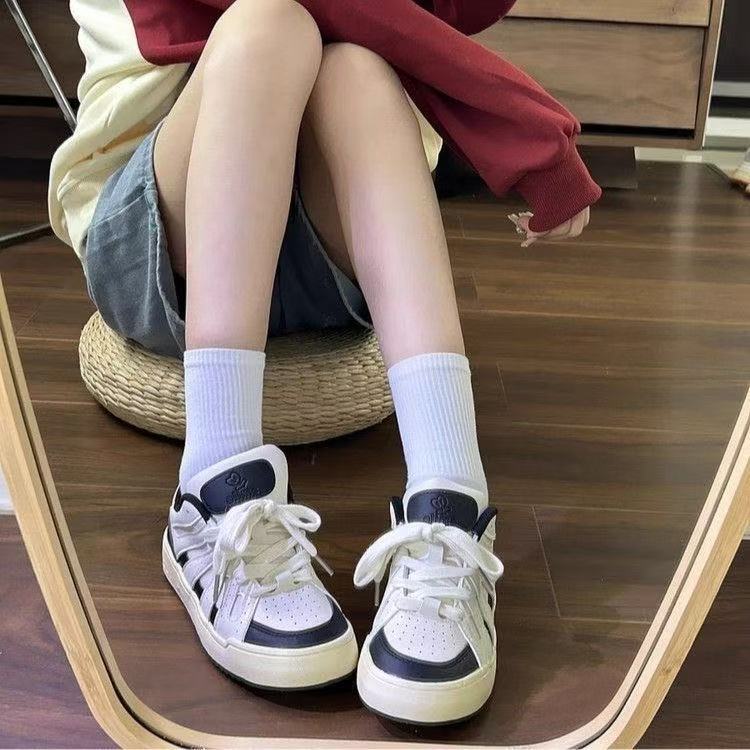 Розовые весенне-летние новые кеды на платформе niche bread shoes