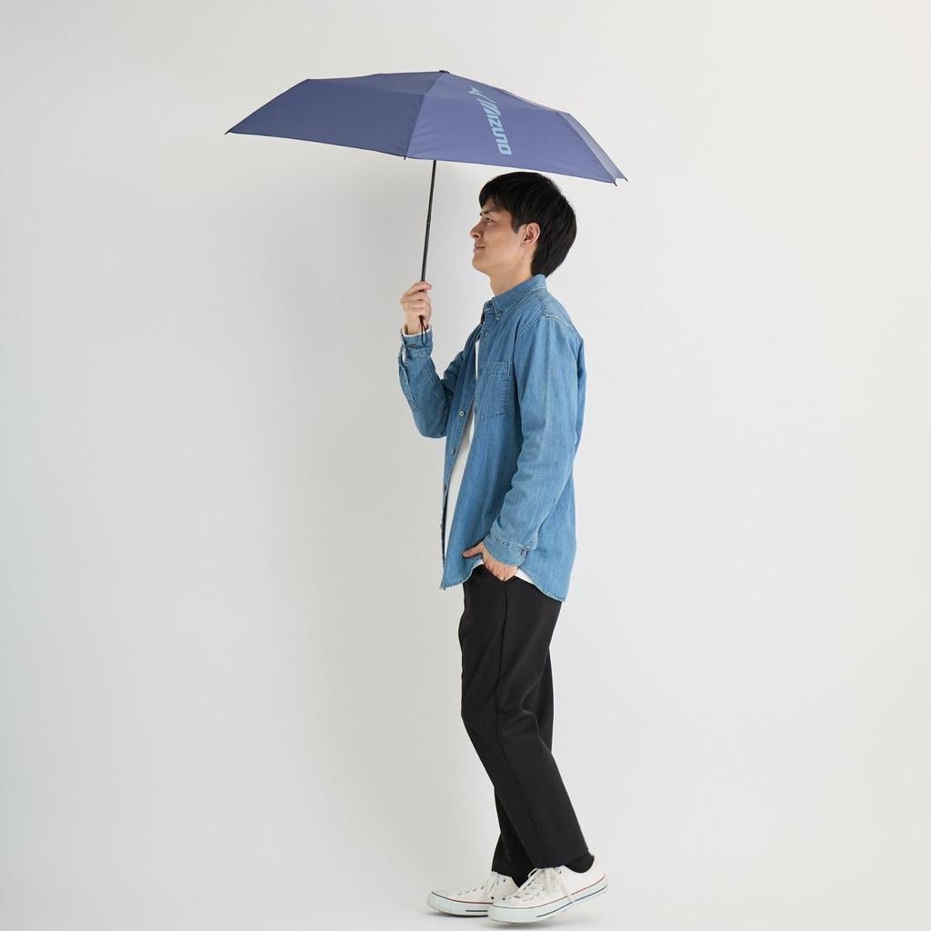 Mizuno Легкий складной зонт из углеродного волокна 6 Big Navy 92241, Спицы, Спицы, 55см, Логотип, Синий,
