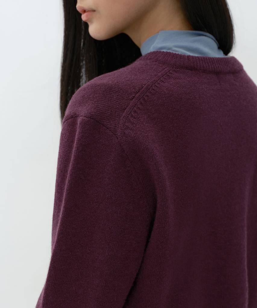 MUSINSA STANDARD WOMAN [Victoria Wool] Women'S Crew Neck Knit [Plum]