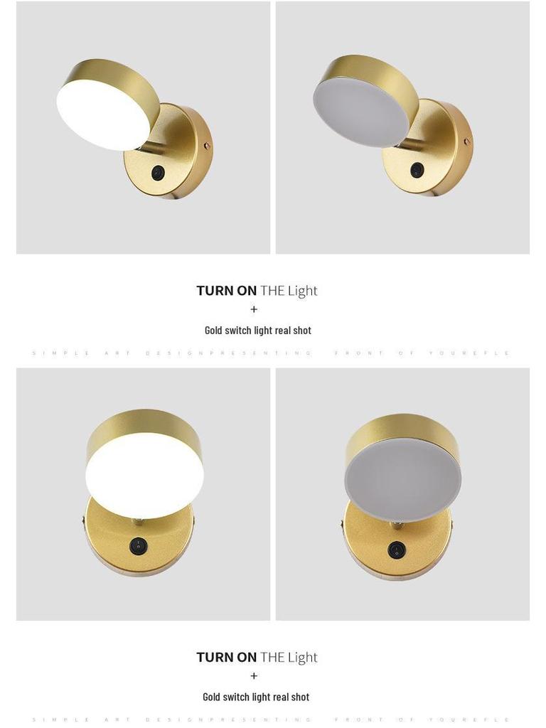 Contemporary Gold Rotating Wall Light for Hallway, Living Room, Staircase, or Bedroom.