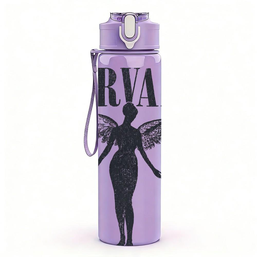 1PC Nirvana Angel Silhouette 750ml sports water bottle leakproof straw lid outdoor office home
