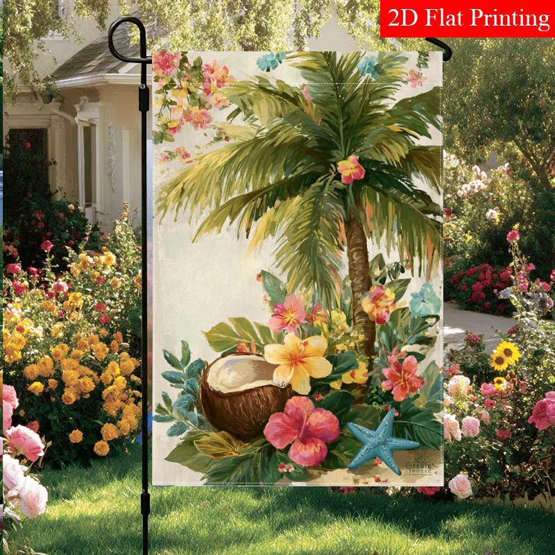 2D Flat, 2D Flat Summer Tropical Palm Garden Flag_3 (5)- Outdoor Garden Flag Double-sided Home Decoration Courtyard Decoration Outdoor Decoration Lawn
