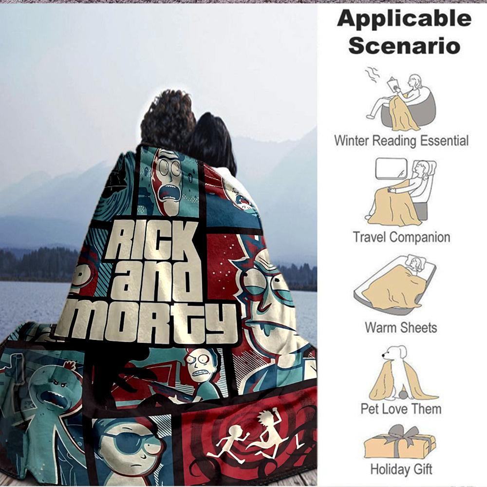 1 шт. Плед Рик и Морти Легкий фланелевый плед для дивана, кровати, путешествий, гостиной, офиса, дивана, кресла и кровати