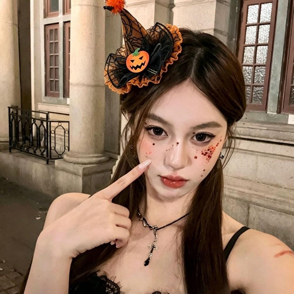 Spider Witch Hat Headband Pumpkin Cone Hat Hair Hoop Funny Halloween Party Hair Band Men