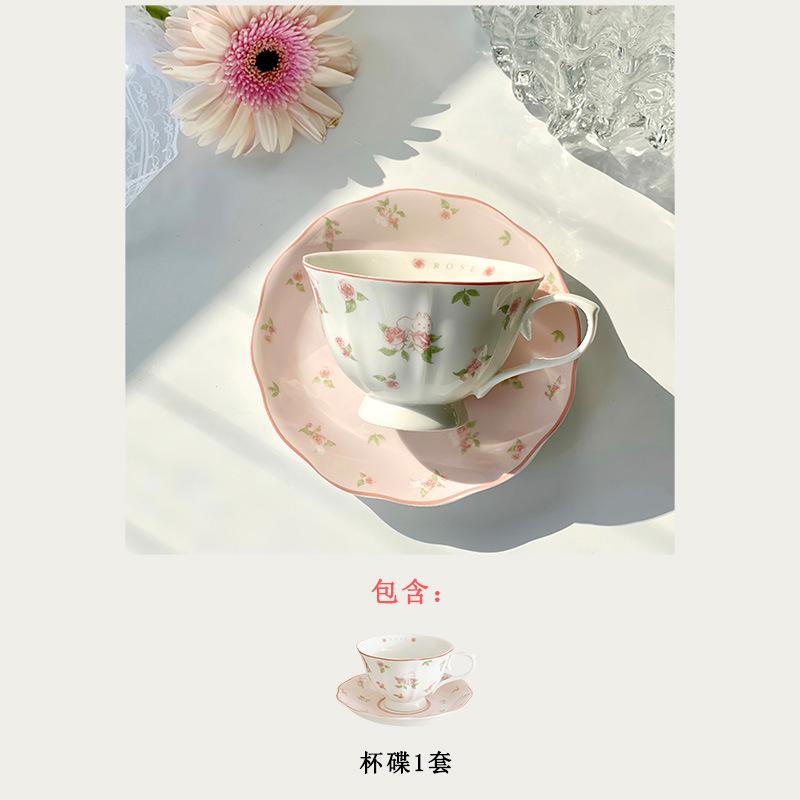 Розовый Кролик Cerc Набор Кофейной Чашки и Блюдца Afternoon Tea Милая Девушка Сердце Винтажный Корейский Sle Завтрак Столовые Приборы Набор