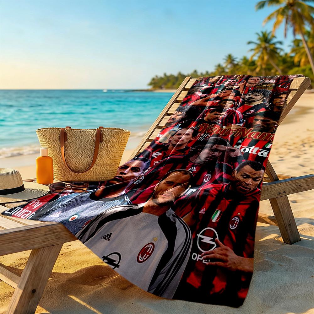 Ac Milan Customize Text Beach Towel High Absorbency & Quick-Dry