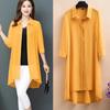 Женская шифоновая рубашка средней длины большого размера с рукавами 3/4, рубашка-кардиган, весна-лето, свободные повседневные солнцезащитные пальто