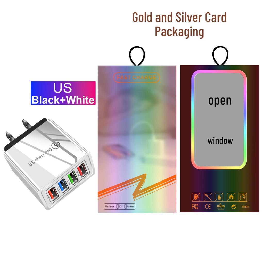 4-Port USB Power Adapter 5V 3A Multi-Port Charger for Mobile Phones