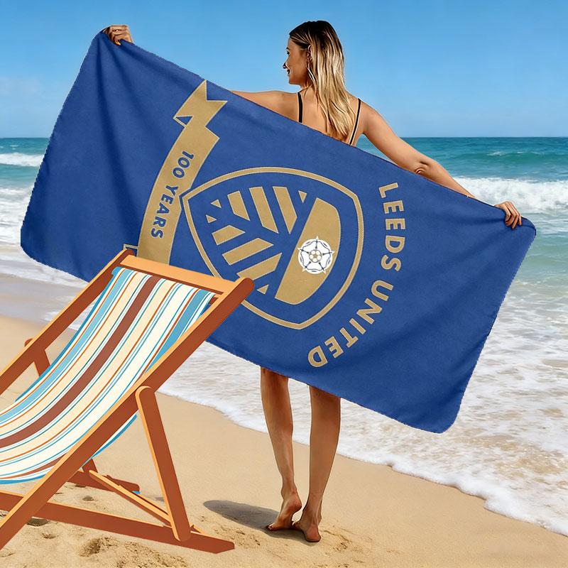 Пляжное полотенце с принтом Leeds United, Большое мягкое быстросохнущее полотенце для пляжа, кемпинга, плавания