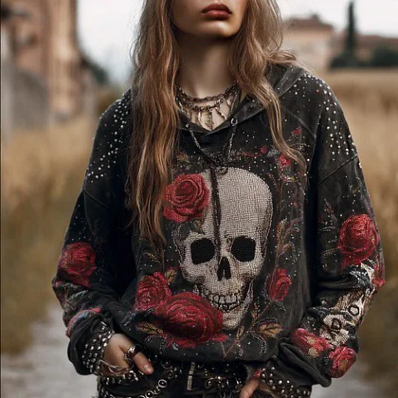 Oversized Hooded Sweatshirt With 3D Letter Print Long Sleeve Casual Pullover Women 2026 Winter