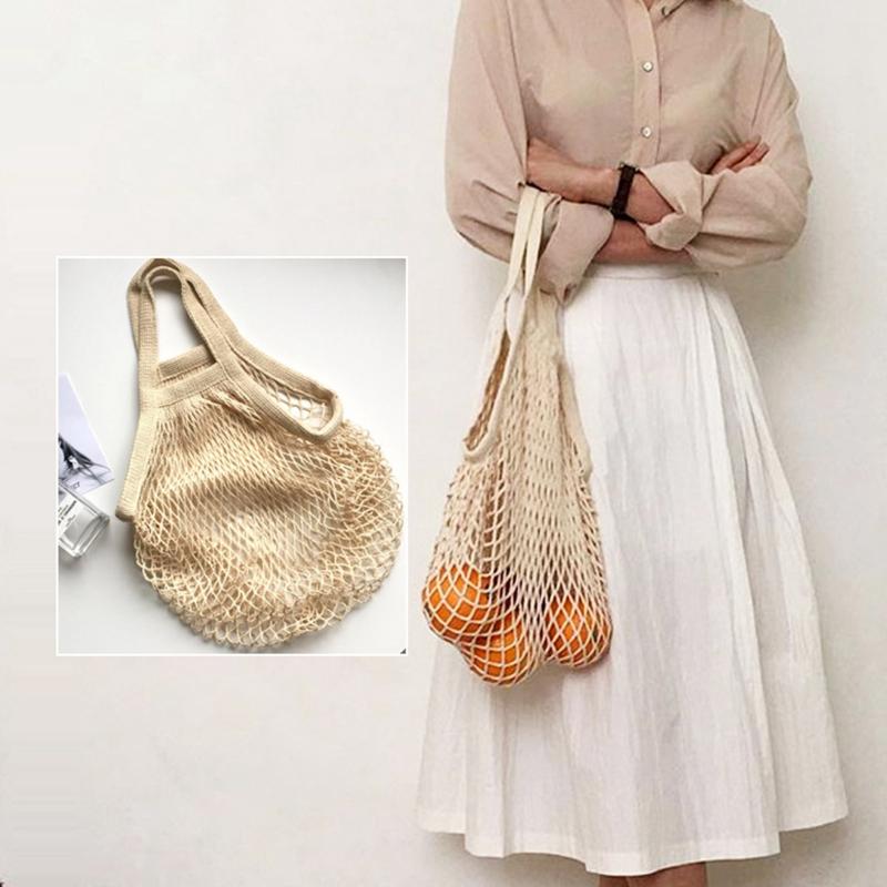 Портативные многоразовые пакеты для продуктов, сумка для фруктов и овощей, моющаяся хлопковая сетка, органический органайзер, сумка-тоут с короткой ручкой