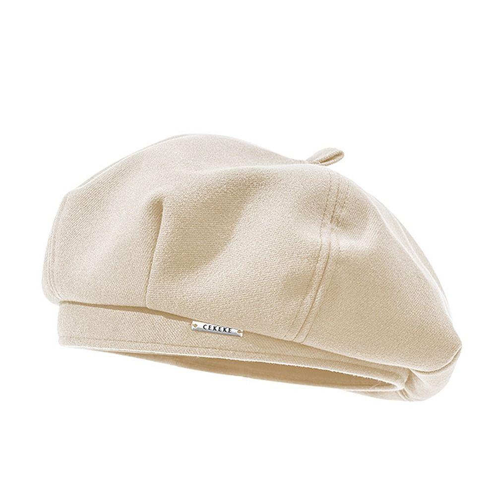 Однотонная шапка-бини в стиле ретро, винтажная шляпа-берет, плоская кепка, фетровые береты, берет-кепка