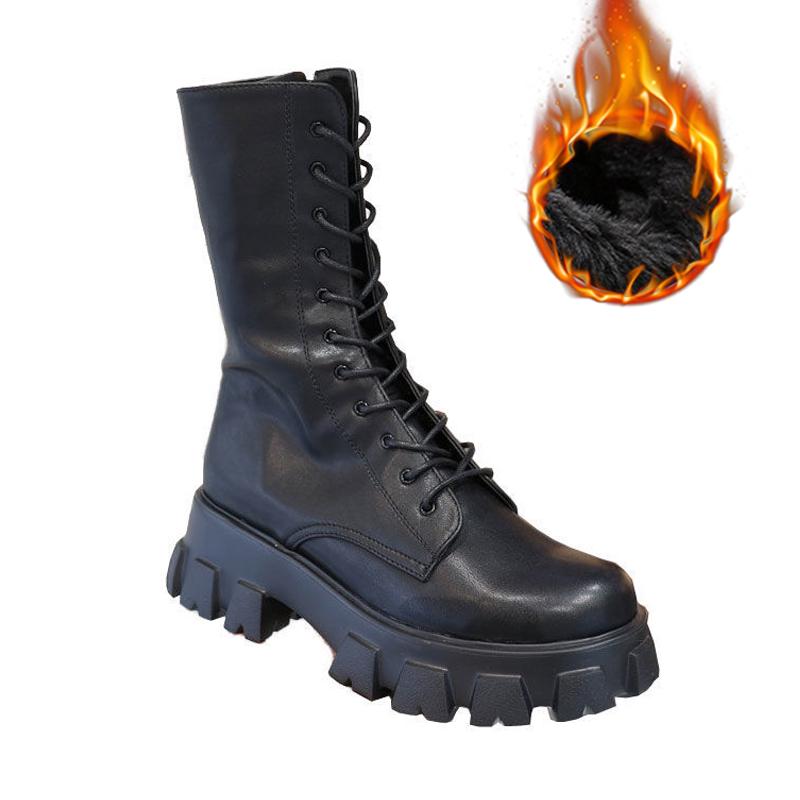 Модные новые полусапоги женские осенне-зимние модные женские ботинки челси на шнуровке с застежкой-молнией Botas Mujer Ботинки спортивные на платформе и каблуке женские туфли