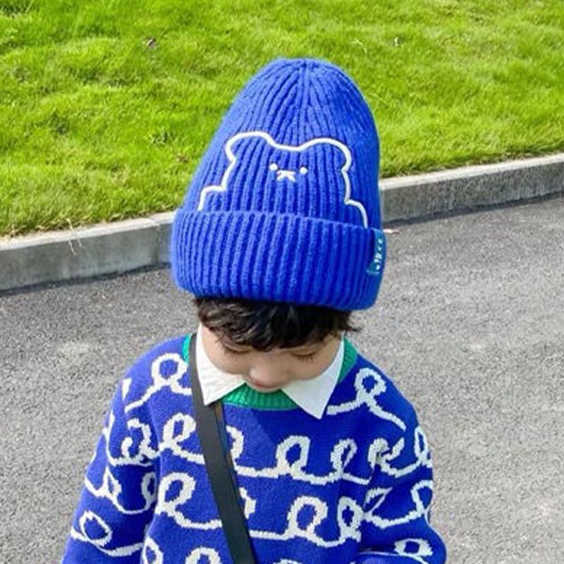 Kids Hats 2024 Boys Girls Hat Winter Baby Knitting Cute Bear Pattern Caps Fashion Keep Warm Beanie Cap Kid Accessories 0-6Years
